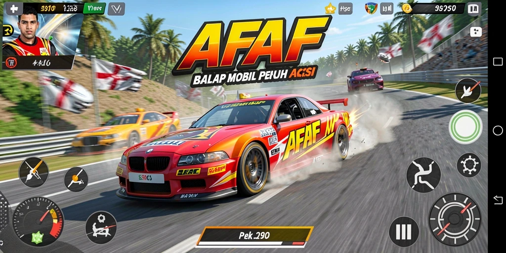 Tampilan gameplay balap yang mendebarkan dalam AFAF.