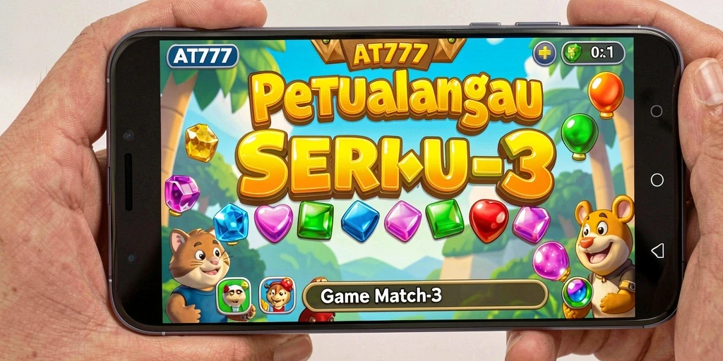 Tampilan gameplay menantang di AT777 saat menyelesaikan puzzle Match-3.