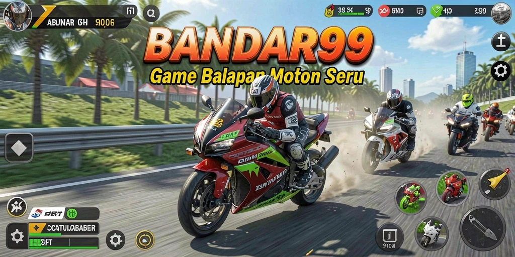 Tampilan gameplay BANDAR99 yang menegangkan dalam balapan motor.