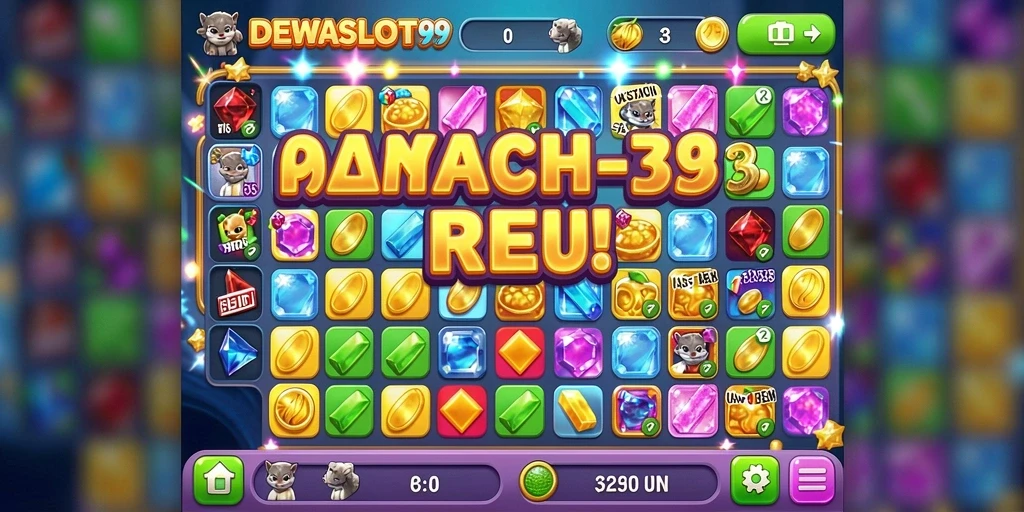Tampilan screenshot DEWASLOT99 menunjukkan gameplay Match-3 yang seru dan menarik.