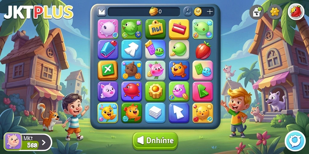 Screenshot JKTPLUS menampilkan gameplay yang seru dan penuh warna.
