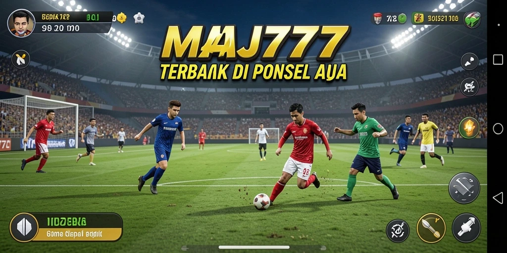 Screenshot gameplay MAJ777 yang menunjukkan aksi pertandingan sepak bola.