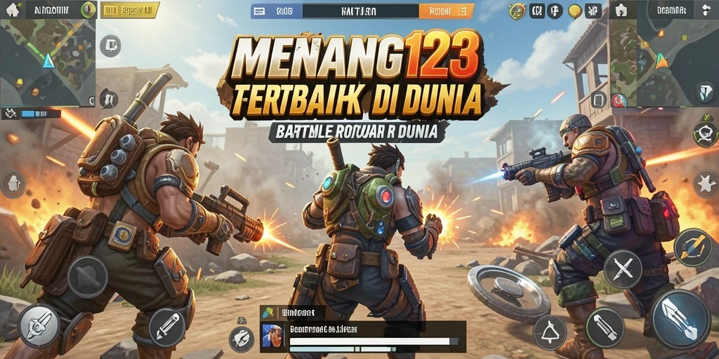 Tampilan seru gameplay MENANG123 dalam pertempuran Battle Royale.