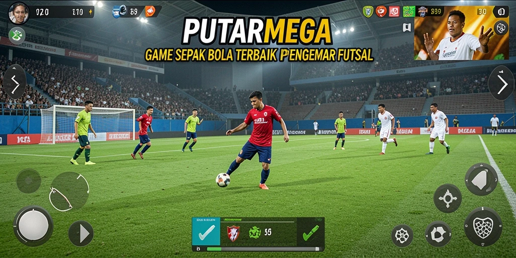 Tampilan gameplay menarik dari PUTARMEGA dengan aksi sepak bola seru.