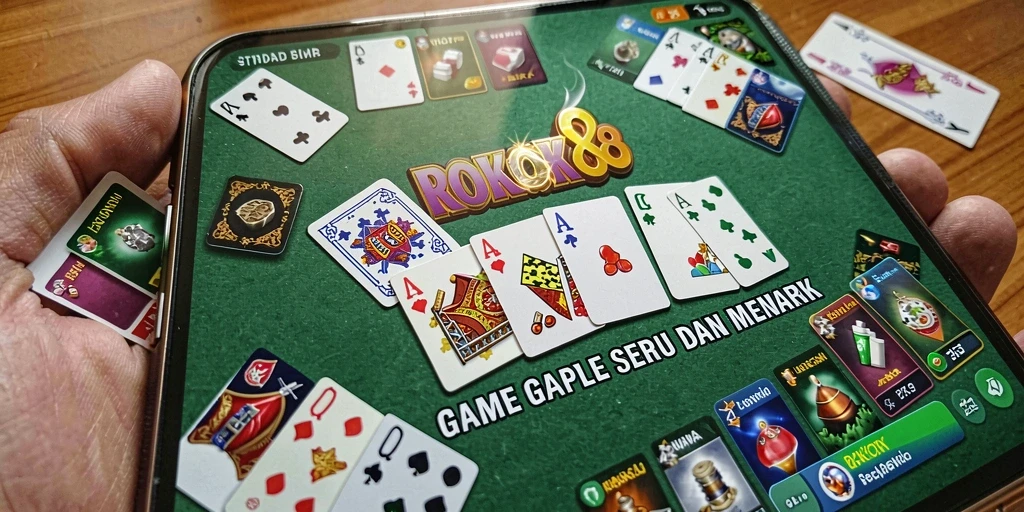 Tampilan seru permainan Gaple ROKOK88 yang memikat.