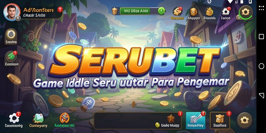 Tangkapan layar gameplay SERUBET menampilkan keseruan mengelola bisnis Idle.