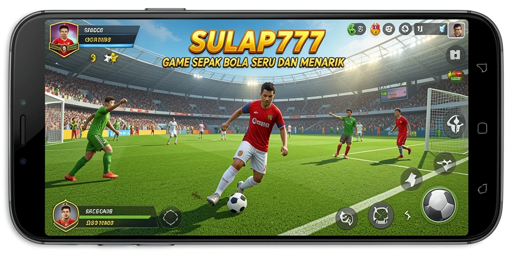 Tampilan seru gameplay SULAP777 dengan aksi di lapangan sepak bola.